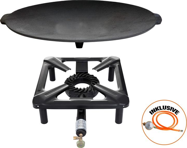 Actual product image All'Grill Stool cooker set (small) with cast iron grill tray Ø 45 cm incl. gas hose & regulator