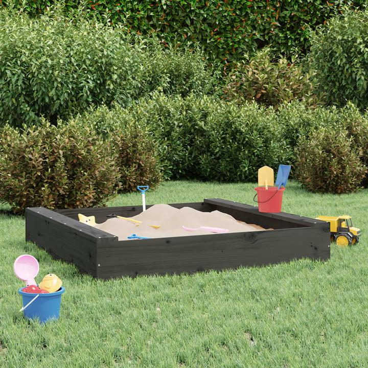 Image du produit VidaXL Sandkasten mit Sitzen Grau Quadratisch Massivholz