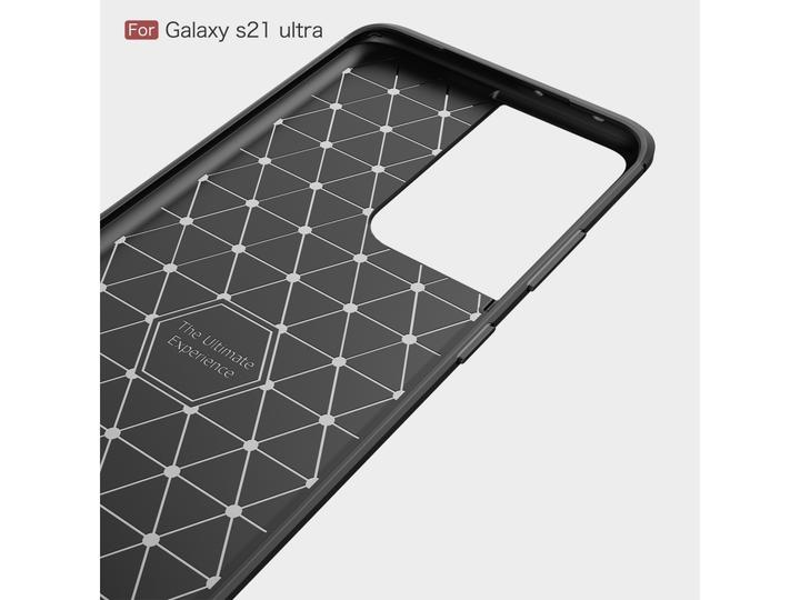 Produktbild Screenguard Samsung Galaxy S21 Ultra Hülle Carbon Brushed Soft TPU (Samsung Galaxy S21 Ultra)