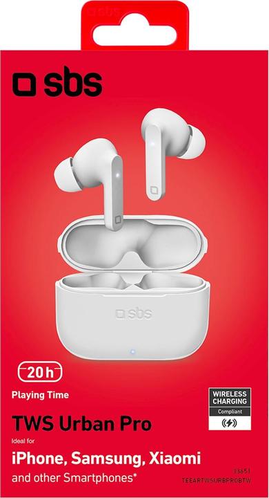 Actual product image SBS Urban Pro Headphones True Wireless Stereo (TWS) In Ear Call/Music Bluetooth White (4 h, Wireless)