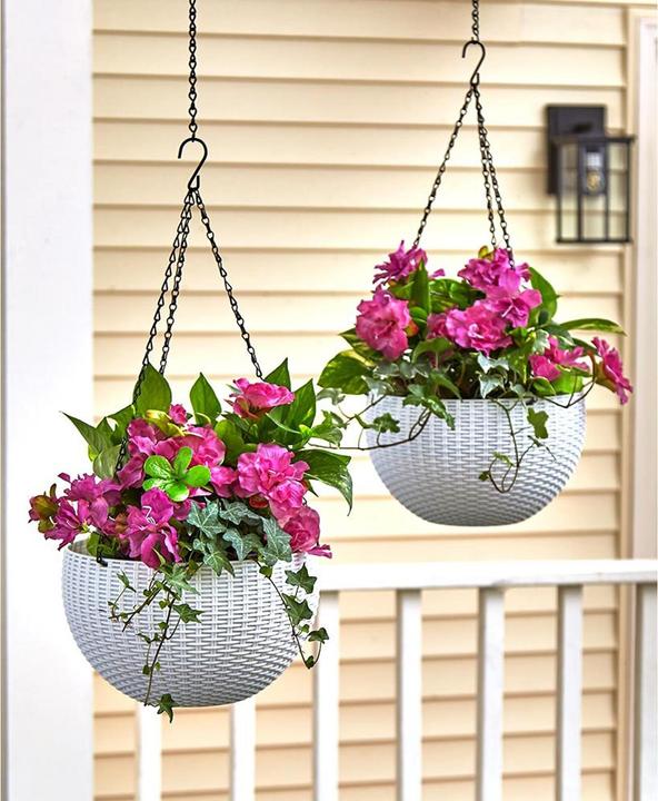 Actual product image HTI-Living Blumenampel Nessa Rattanoptik Weiss (22 cm)