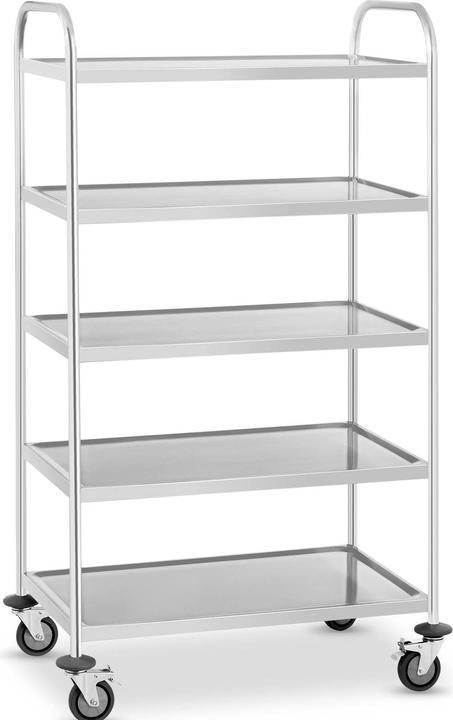 Royal Catering Stainless Steel Serving Trolley - 5 Shelves - Up To 250 kg