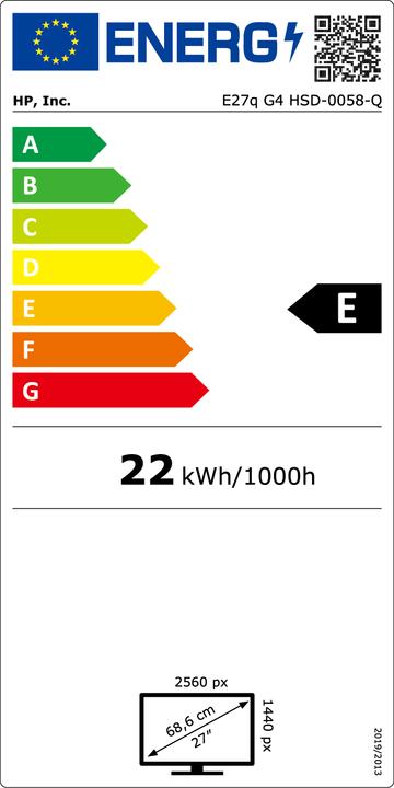 Energy Label HP E27q G4 (2560 x 1440 pixels, 27")