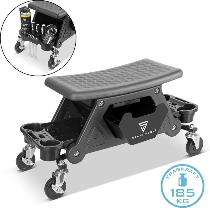 Produktbild Stahlwerk Werkstatthocker WRS-185 mit 185 kg Tragkraft Werkstattsitz Rollhocker (1 x)