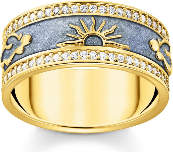 Produktbild Thomas Sabo Ring blau mit kosmischen Symbolen vergoldet (56, 925 Silber)