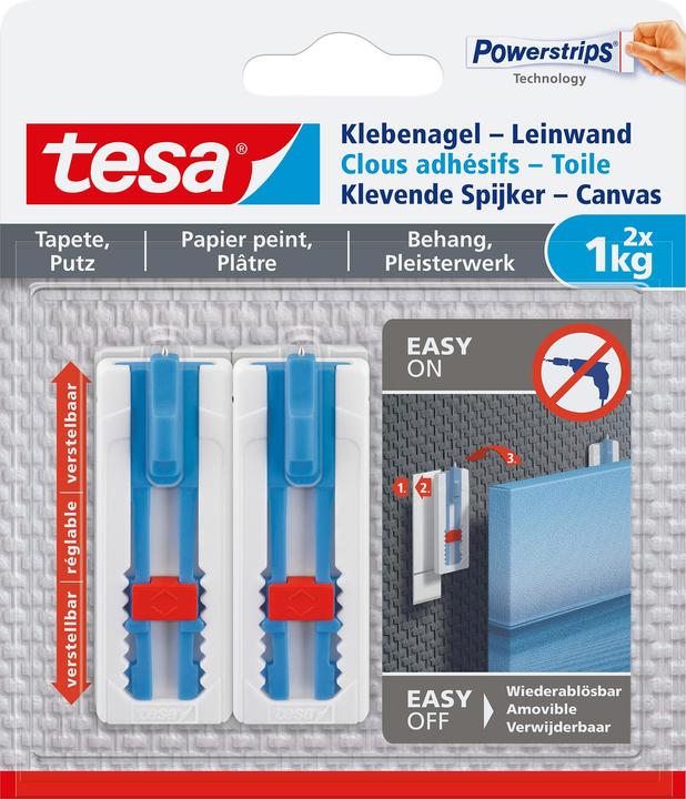 Actual product image tesa Adhesive nail for wallpaper & plaster, ideal for canvas & stretcher frames