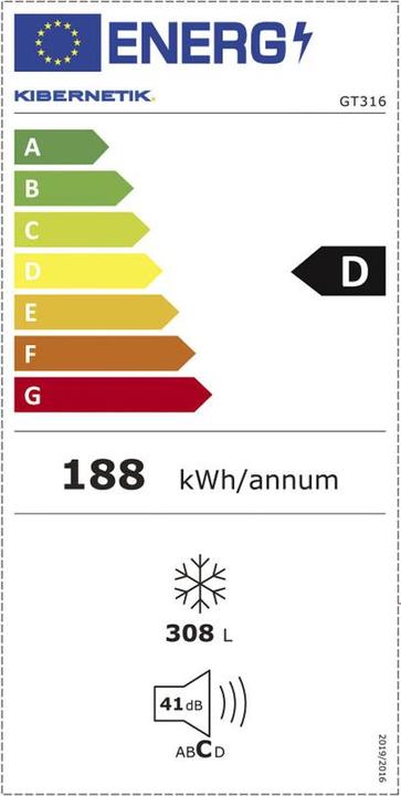 Energy Label Kibernetik FSP Gefriertruhe 300 Liter ( D ) (Stand-alone, 308 l)