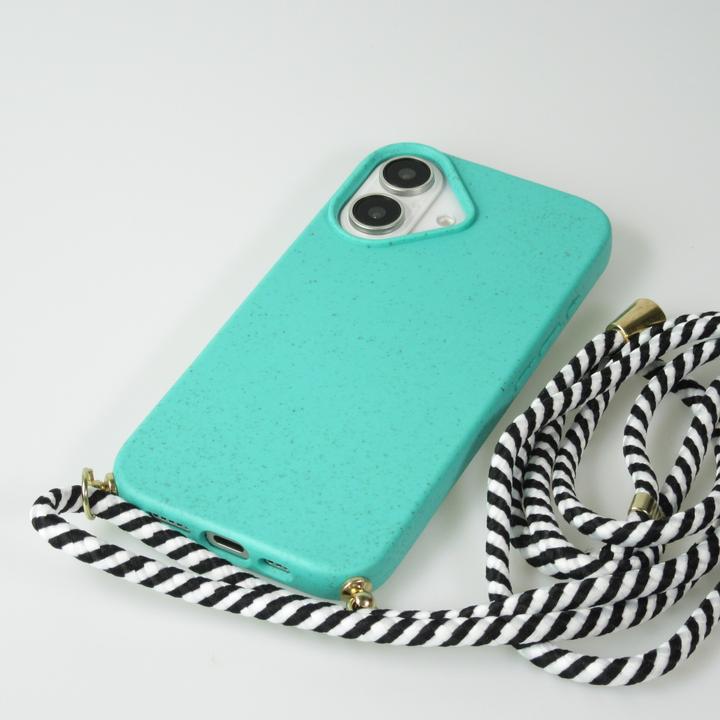 Produktbild PhoneLook Hülle Bio Eco-Friendly Vegan mit Handykette Necklace Türkis (Apple iPhone 16)