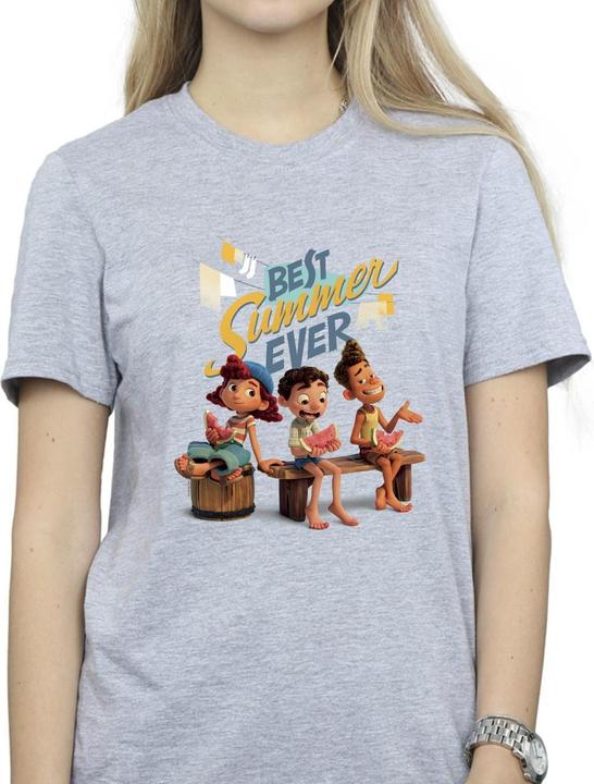 Actual product image Disney Womens/Ladies Luca Best Summer Ever Cotton Boyfriend T-Shirt (XXL)