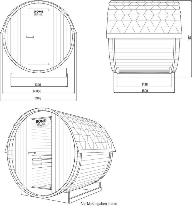 Image du produit Home Deluxe Sauna extérieur AQUILA L- 195 x 180 cm pour 4 personnes - Sauna avec poêle de 6kW