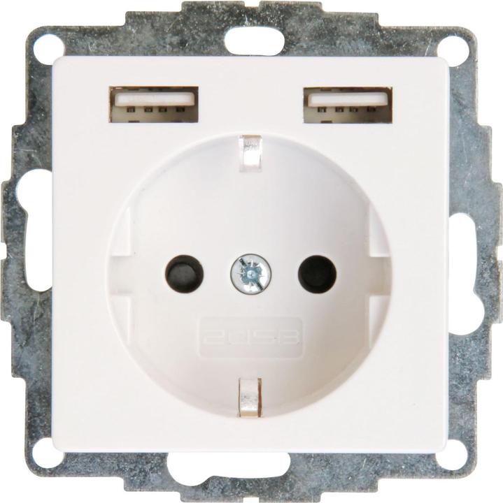 Produktbild Kopp Unterputz-Steckdose mit 2 USB Ladebuchsen.