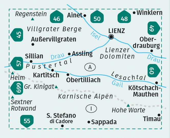 Actual product image Hiking Map 47 Lienz Dolomites, Lesach Valley, Carnic High Trail 1:50,000