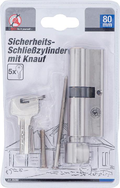 Produktbild BGS Sicherheits-Türzylinder | mit Drehknauf | 80 mm (Zylinderschlüssel)