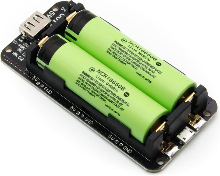 Actual product image Purecrea 2x18650 Lithium Battery Shield 5V 3A / 3V 1A