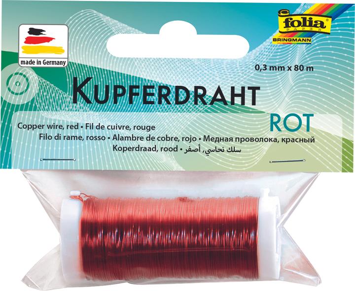 Actual product image Folia Craft wire stainless, 0,3mmx80m, red (80 m)