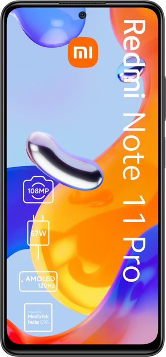 Produktbild Xiaomi Redmi Note 11 Pro (128 GB, Graphite gray, 6.67", Hybrid Dual SIM, 108 Mpx, 4G)