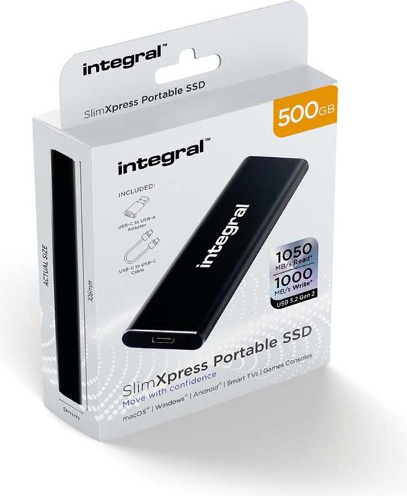 Actual product image SlimXpress Portable SSD 500 GB Black (500 GB)