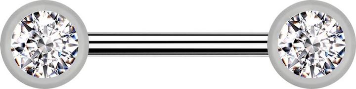 Actual product image Star Piercing Barbell silver with two ball front crystal silver (Titanium G23, without brass)