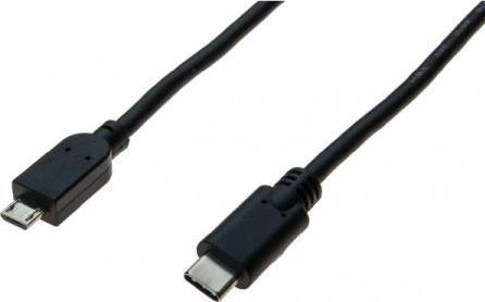 Exertis Connect USB 2.0 cable, USB St. Type-CTM / USB St. Micro-B, black, 1.0 m Cable USB Type-CTM 2.0 plug > U (1 m, USB 2.0)