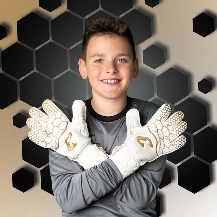 Produktbild Catch & Keep Fussballhandschuhe Kralle Junior Pro 3.0 Gr. 4 Golden Torwart Keeper Goalie Handschuhe (4)