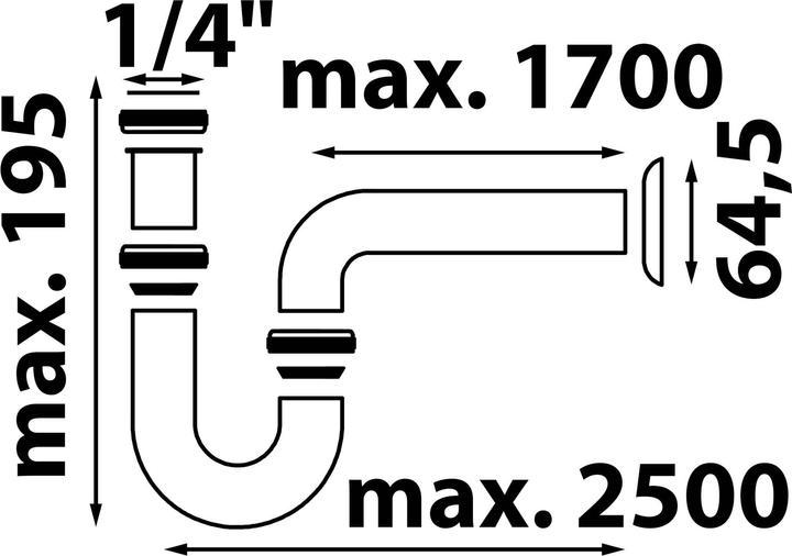 Produktbild Kirchhoff Röhrensiphon, Chrom, 1 1/4" x 32 mm (Röhrensiphon)