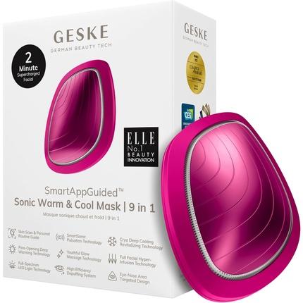 Konjac Sponge Soniczny masażer do twarzy Cool & Warm 9w1 Geske z Aplikacją (magenta)