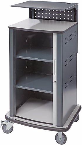 Actual product image eurokraft basic Laptop and equipment trolleys, with roller shutter, charcoal RAL 7016. (25 kg)