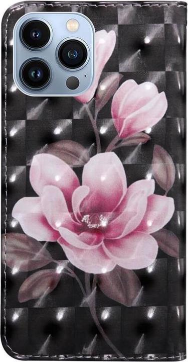 Produktbild Cover-Discount iPhone 14 Pro - Etui Glitzer Effekt Blumen rosa (Apple iPhone 14 Pro)