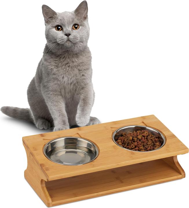 Relaxdays Double Pet Bowl Cat & Dog, Tilted (0.60 l)