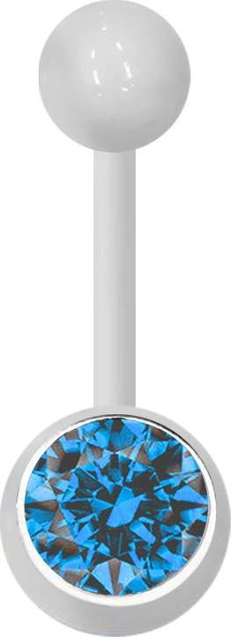 Produktbild Star Piercing Banane weiss mit Kugel und Kugel Kristall hellblau (Acryl, ohne Messing)