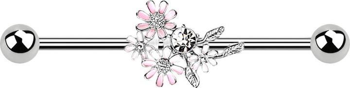 Image du produit Star Piercing Barbell silber mit Blumenstrauss (Acier chirurgical 316L, Laiton)