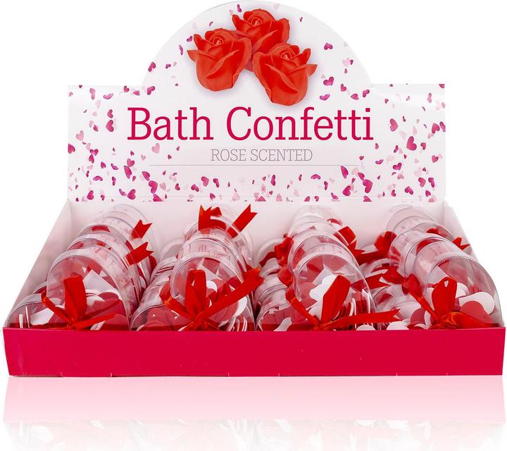 Image du produit Accentra Confettis de bain ROSE dans une boîte cadeau en forme de coeur, bicolore, 20g, parfum : rose