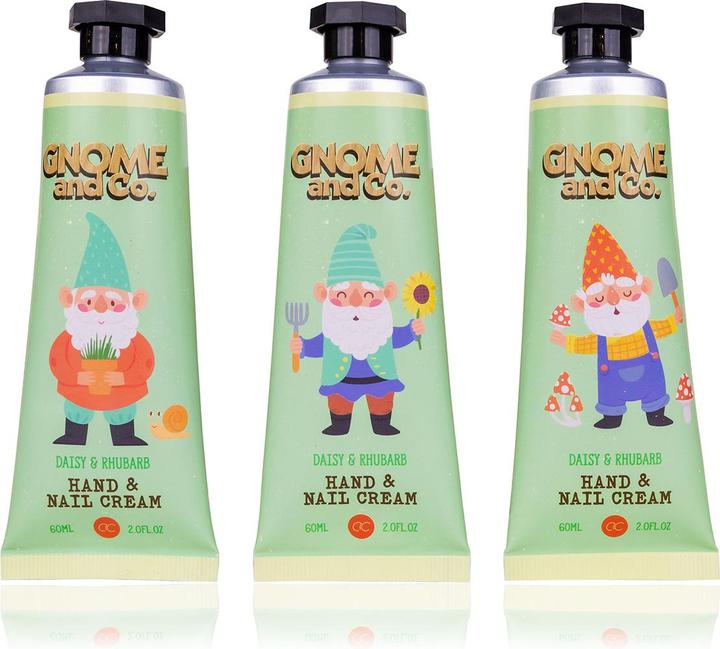 Produktbild Accentra Hand- & Nagelcreme GNOME & CO. in Tube, 60ml, 3 Motive sortiert, Duft: Daisy & Rhubarb, Farbe: hellg (60 ml)