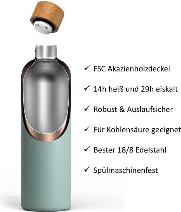 Actual product image T&N Stainless steel water bottle (Wood Edition, Nude, 1l) (1 l)