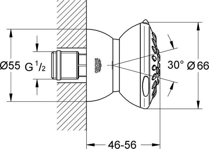 Actual product image Grohe Side shower RELEXA 65 Massage chrome (2 Beam types, 15 l/min)