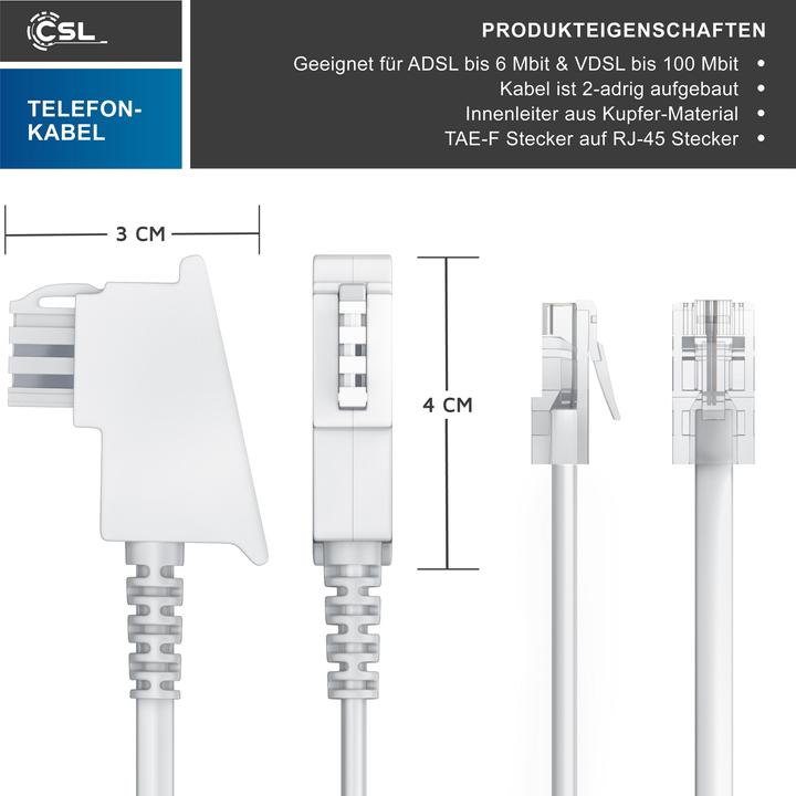 Immagine prodotto CSL Cavo Internet, cavo router, cavo telefonico, spina TAE-F a spina RJ45, router a presa telefonica