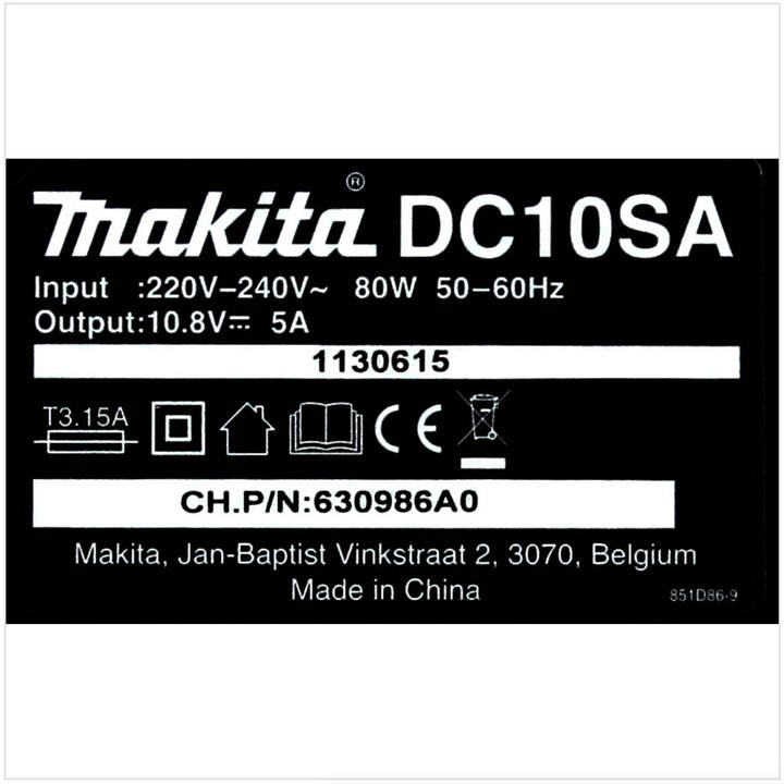 Actual product image Makita DC 10 SA Quick Charger 10.8 V for Li-Ion batteries ( 197347-2 ) (10.8 V)