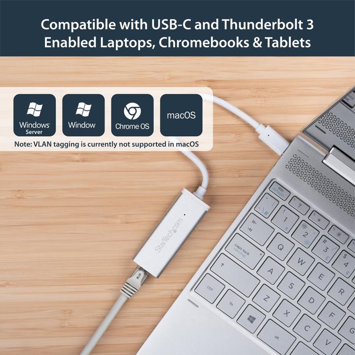 Actual product image StarTech USB-C To Gbe Adapter - Silver (USB-C, RJ45 (1x))