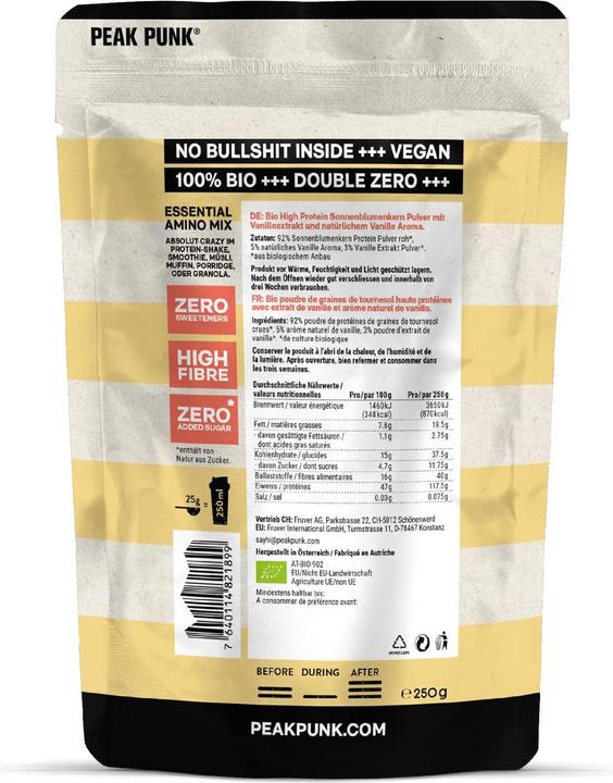 Actual product image Peak Punk Organic Protein Shake (Vanilla, 1 pcs., 250 g)