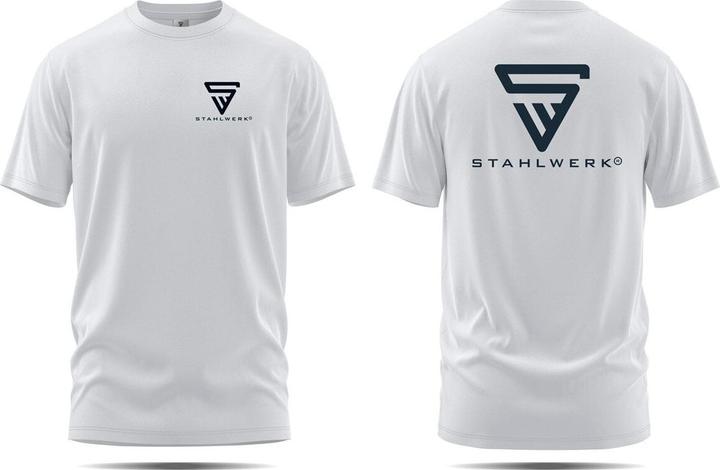 Produktbild Stahlwerk T-Shirt Weiss Grösse L Kurzarm-Hemd mit Logo-Print aus 100% Baumwolle (L)