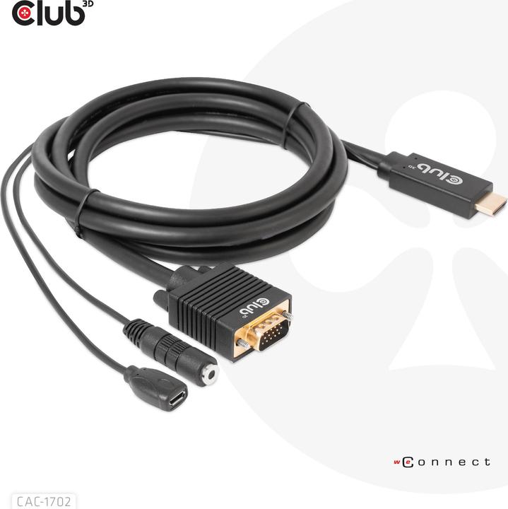 Actual product image Club 3D Club3D Cable HDMI+Micro USB Jack > VGA+ St/Bu (2 m, HDMI)