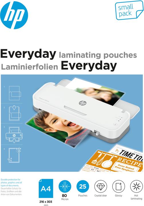 Immagine prodotto HP Film di laminazione Ogni giorno A4, 80 µm, 25 pezzi, lucido (A4, 25 Pezzo/i, 80 µm)
