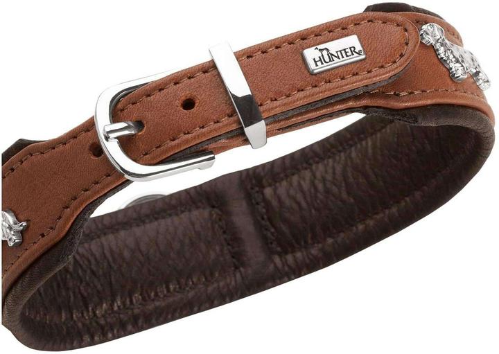 Actual product image Hunter Dachshund collar Munich 42/S, cowhide, cognac/black (42, S, Dog, Dog sport)