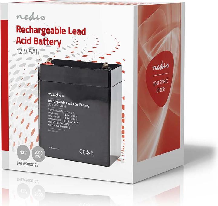 Image du produit Nedis Batterie plomb-acide rechargeable | Acide de plomb | Rechargeable | 12 V | 5000 mAh (1 pcs, 5000 mAh, Batterie)