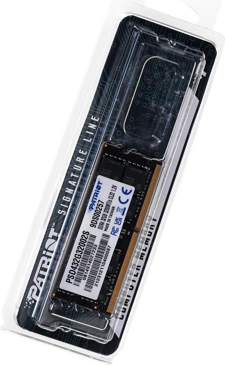 Image du produit Patriot Signature PSD432G32002S Module de mémoire GB DDR4 (1 x 32GB, 3200 MHz, RAM DDR4, SO-DIMM)