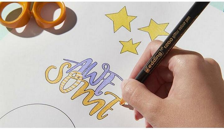 Actual product image Edding 1200 glitter fibre-tip pens set of 5 basic (Multicoloured, 5 x)