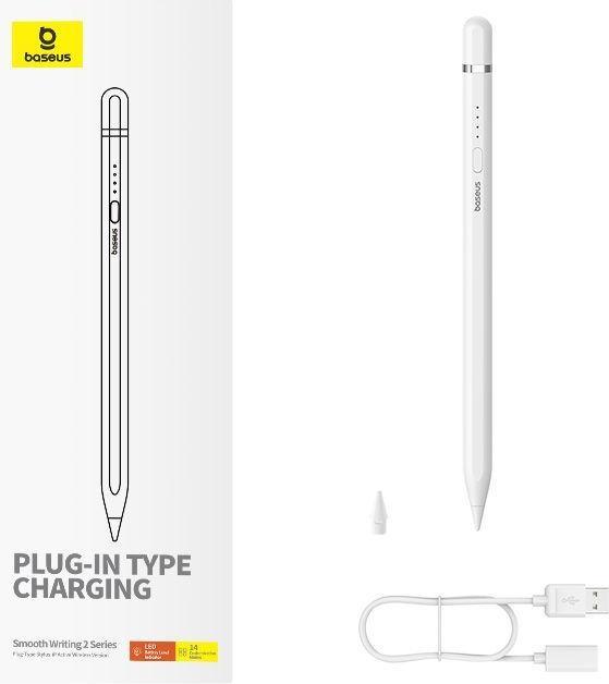 Immagine prodotto Baseus Stilo attivo Smooth Writing Series con ricarica wireless, lightning (bianco)