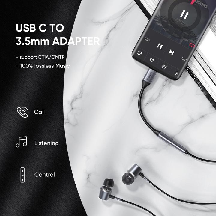 Immagine prodotto Ugreen Adattatore da USB-C a 3.5mm Jack (USB tipo C, Presa da 3,5 mm)