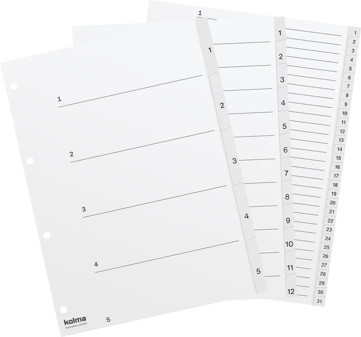 Actual product image Kolma Index A4 strong 1-31 31-piece white