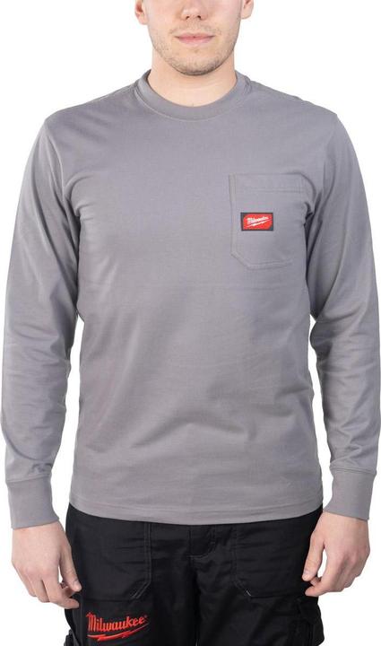 GCS T-Shirt Mit Langärmeliger Tasche - Hellgrau Wtlsgr-L (L)